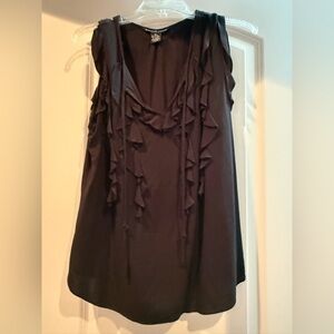 Antilia Femme Black Sleeveless Ruffle Blouse